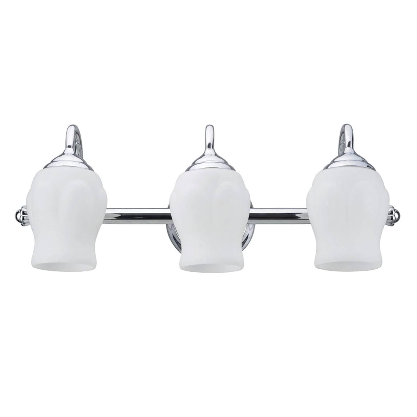 Aspen Creative 62065A, Three-Light Metal Bathroom Vanity Wall Light Fixture, 22 1/2" Wide, Transitional Design in Chrome with White Opal Glass Shade