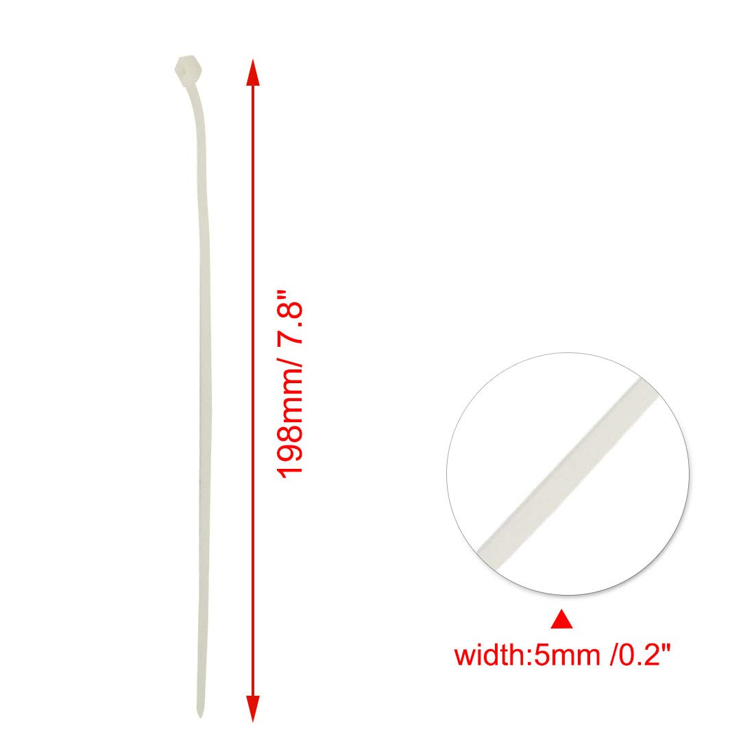 uxcell Plastic Self Locking Reusable Cable Zip Ties Fastener 198 x 5mm 100pcs Beige