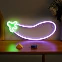 Chi-buy Eggplant Neon Sign, USB & Battery Powered Neon Light for Wall, No Install Game Room, Bedroom, Living Room Decor, Funny Night Light, Unique