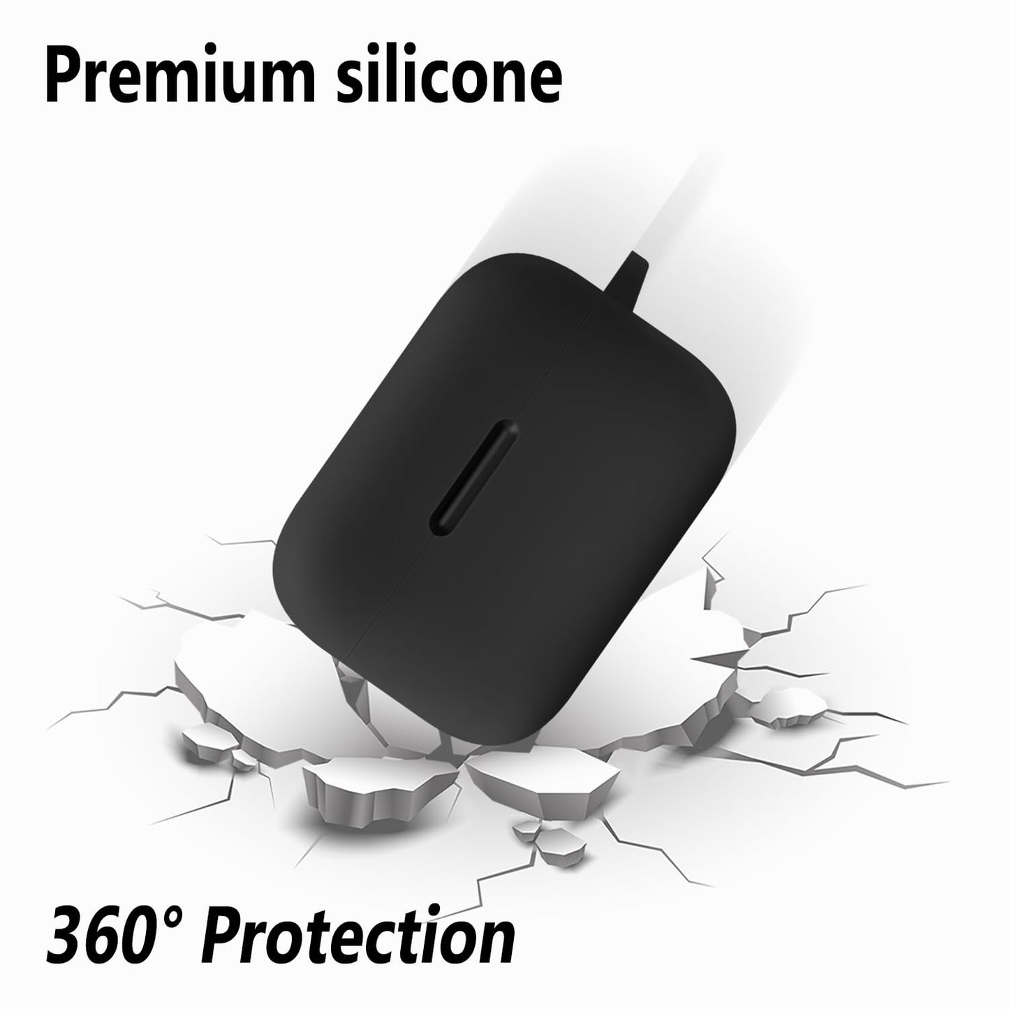 Geiomoo Silicone Cover for Anker Soundcore AeroClip Case, Soft Flexible Scratch Resistant Protective with Carabiner (Black)