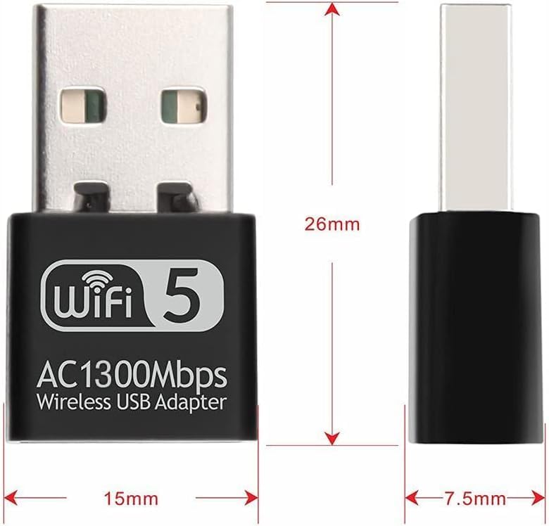 SGElectronix 1300Mbps USB WiFi Adapter for PC, AC1300M USB WiFi Dongle 802.11ac Mini Wireless Network Adapter with Dual Band 2.4GHz/5Ghz for Desktop