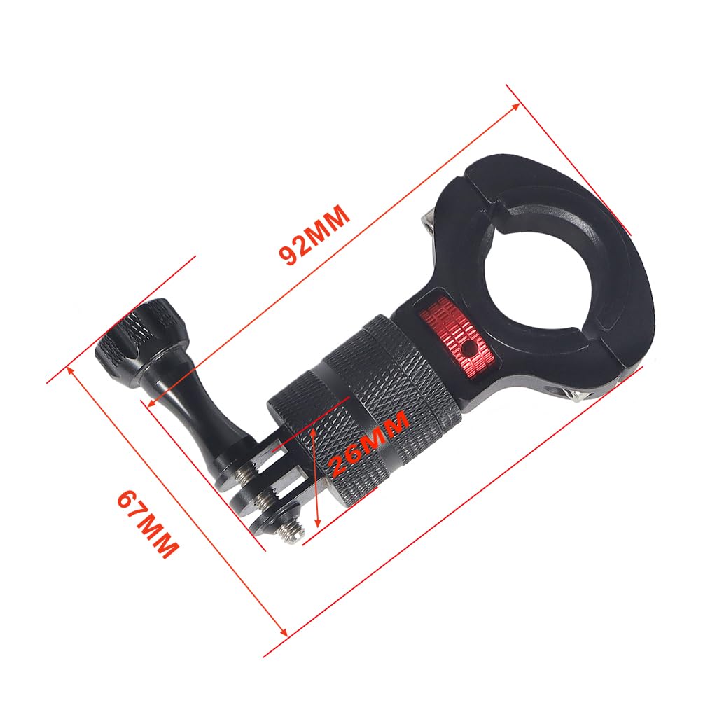 NovelGoal Motorcycle Handlebar Clip Holder 1/4 Screw Bicycle Bike Seatpost Clamp Compatible with Gopro 13 ONE Action Camera Accessories (Black Red