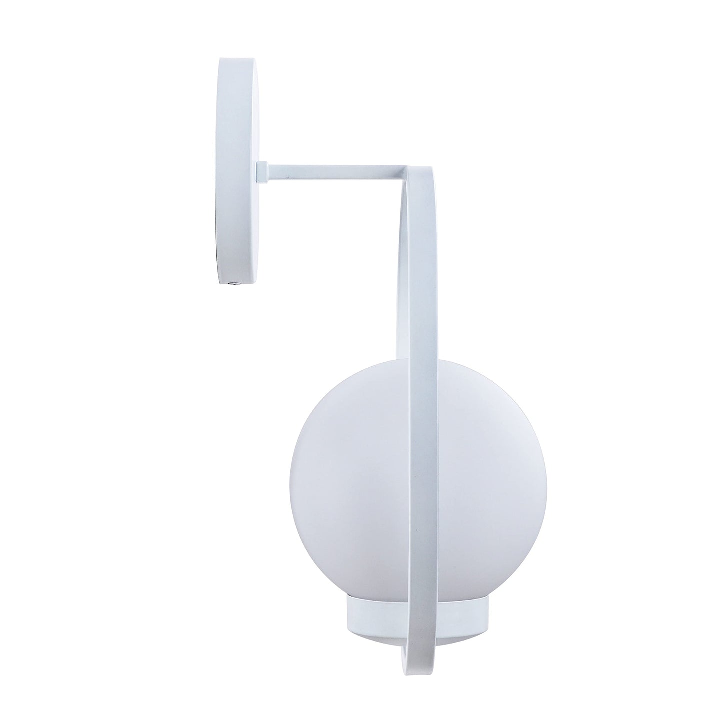 Aspen Creative 62708-03-1, 1-Light Wall Sconce / 8" W x 14" H x 7-1/2" E, Matte White Finish w/Opal Glass, Bulb Not Included