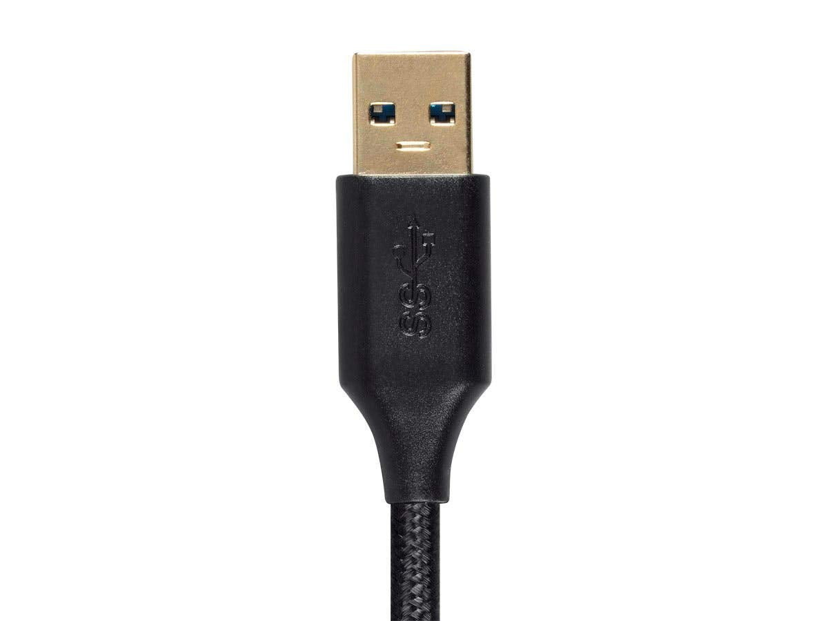 Monoprice USB 3.0 Premium Extension Cable - Type-A Male to Type-A Female, Braided Nylon Jacket, 3 Feet, Black