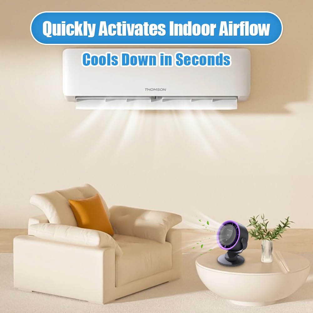 YUEWO Wall-Mounted Desk Fan with LED Screen-6000mAh USB-C Rechargeable,Turbo Fan with 100 Adjustable Speeds,High-Velocity Airflow,Quiet Desktop