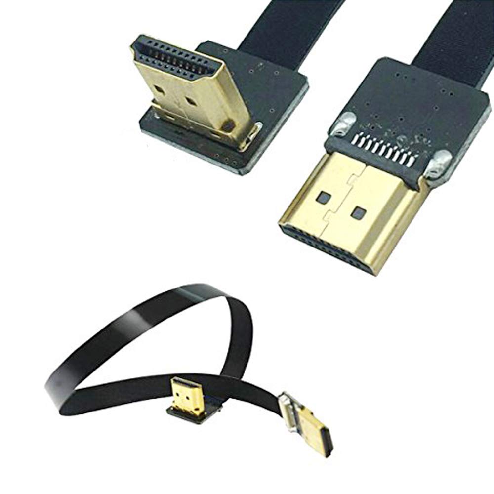 Kework 20cm FPV HDMI Slim Flat Cable, Downward Male to Straight Male 1080P HDMI Cord