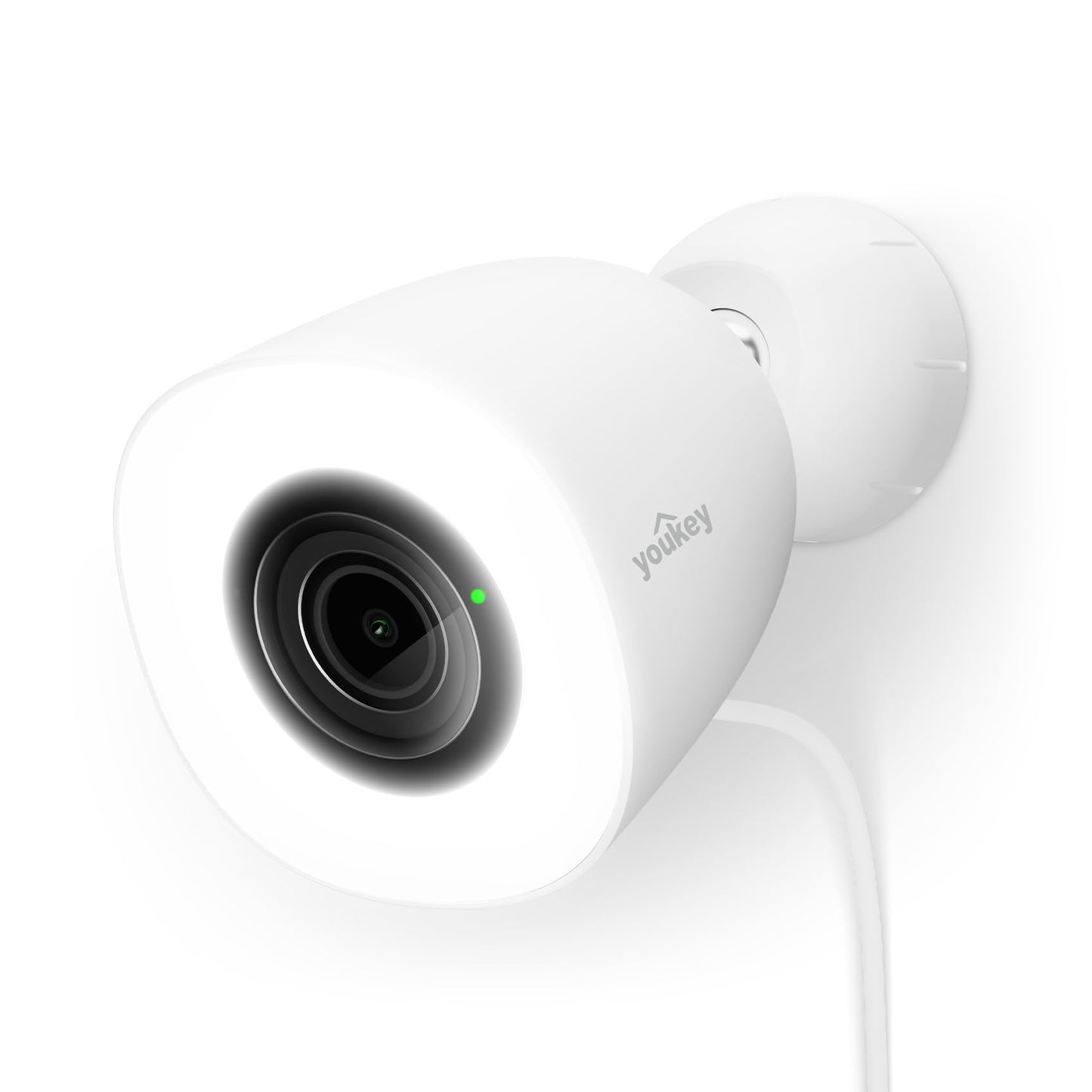youkey 4K Wired Security Camera Outdoor, F1.0 Color24 Night Vision, Plug-in Cameras for Home Security Outside, 24/7 Continuous Recording, 130°FOV