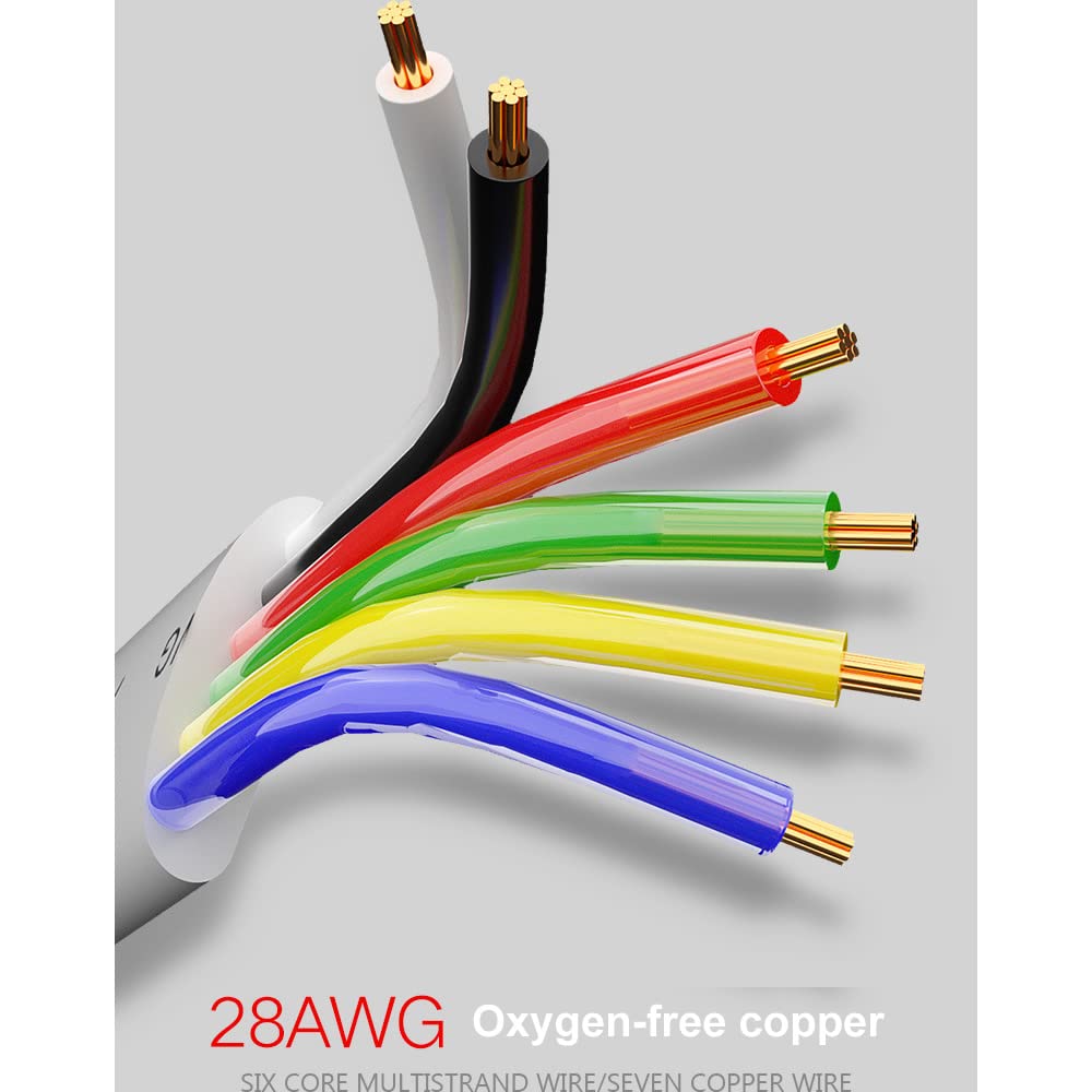 VIVOCH 100M(328ft) Pure Copper Multi-Strand Telephone Line RJ11 Communication 6-Core Indoor Connecting Line Flat Line, Black
