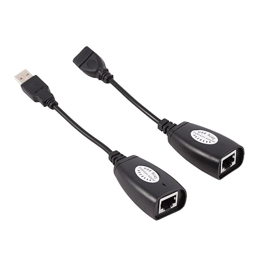 ASHATA USB 2.0 to RJ45 Ethernet Extension Adapter, Up to 150ft, Ideal for USB Cameras, Printers, Web Cameras, Keyboard, Mouse Extensions