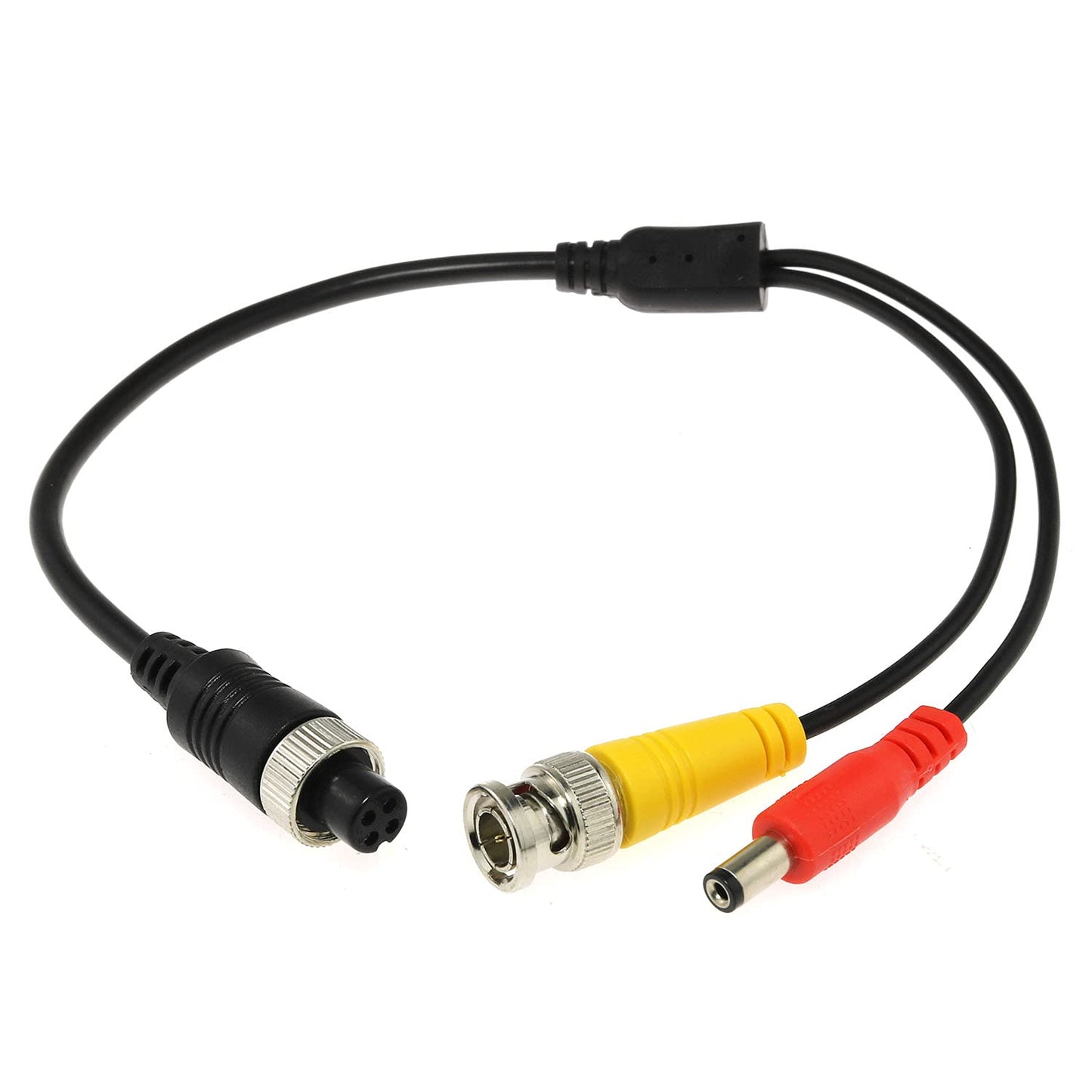 DGZZI M12 Connector to BNC+DC Adapter 35cm/13.78Inch M12 4P Female to Male BNC and DC Extension Cable Aviation Plug for Car Video Camera
