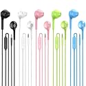 Jogteg Earbuds Headphones with Microphone Pack of 5, Noise Isolating Wired Earbuds, Earphones with Powerful Heavy Bass Stereo, Compatible