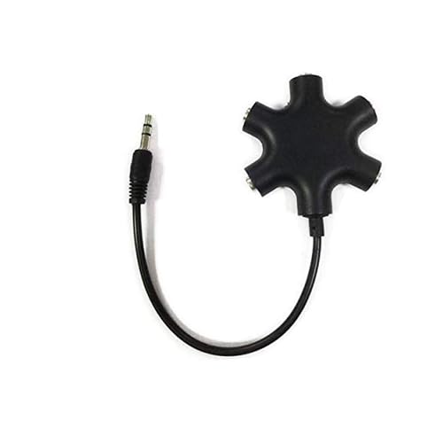JWCE. Headphone Splitter - 5 Ports for 3.5mm Devices 5 Ways Adaptor 3.5mm Audio Stereo Splitter Cable 3.5mm Male to 5 Port 3.5mm Female for Earphone