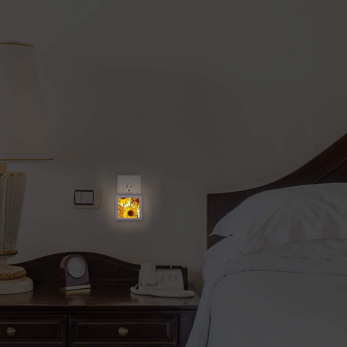 Art Plates Plug in Dimmable LED Night Light with Dusk to Dawn Auto Sensor, Adjustable Brightness, Warm Light, Auto On-Off Nightlight for Bathroom