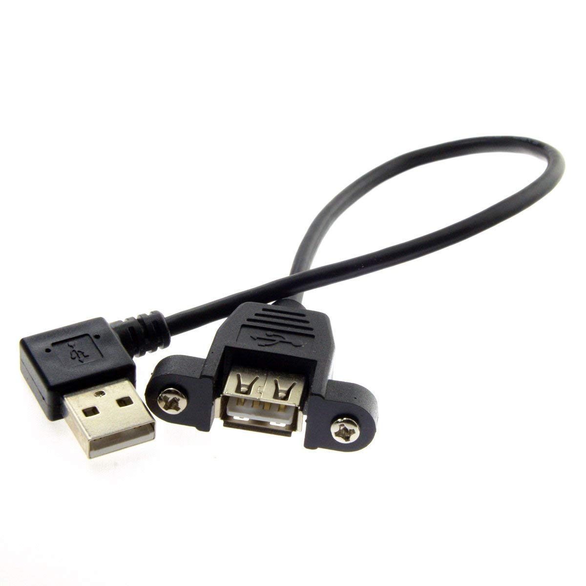chenyang USB Extension Cable, USB 2.0 Type A Male to Female 90 Degree Angled Data Transfer Charging Extension Cable 20cm with Panel Mount Hole