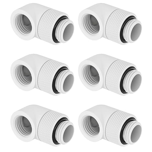 greenDracaena Dracaena.io 6 Pack G1/4" 90° Rotary 360° Swivel Fitting, Male to Female Extender Adapter for PC Water Cooling Loop, Computer Liquid