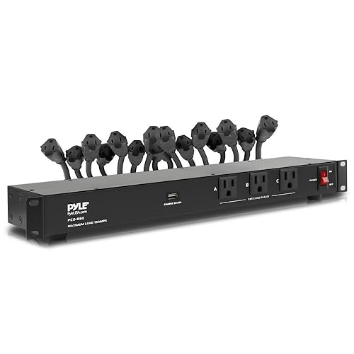 Pyle 19 Outlet 1U 19" Rackmount PDU Power Distribution Supply Center Conditioner Strip Unit Surge Protector 15 Amp Circuit Breaker USB Multi Device