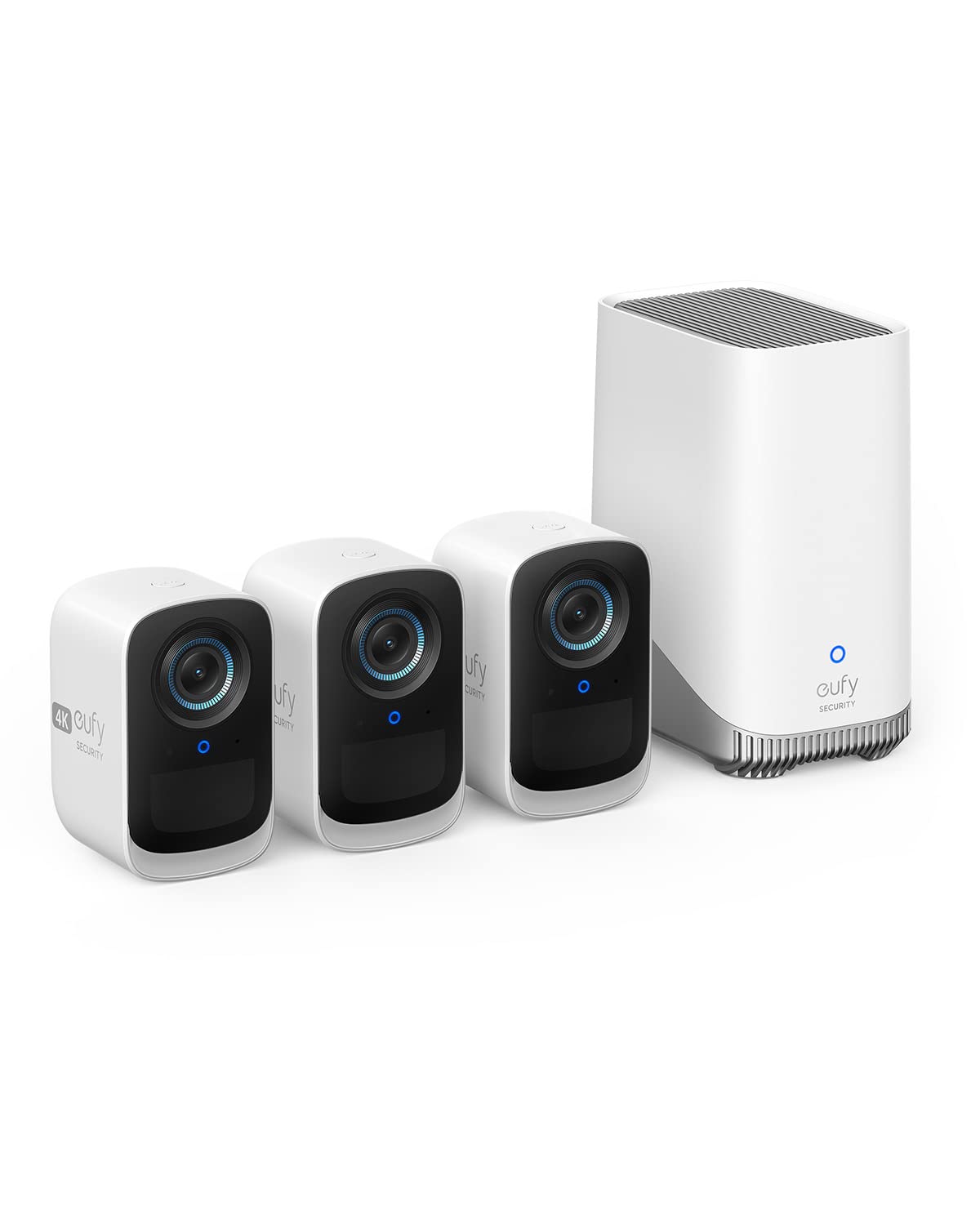 eufy Security eufyCam S300(eufyCam 3C) 3-Cam Kit, Security Camera Outdoor Wireless, 4K Camera, Expandable Local Storage, Face Recognition AI