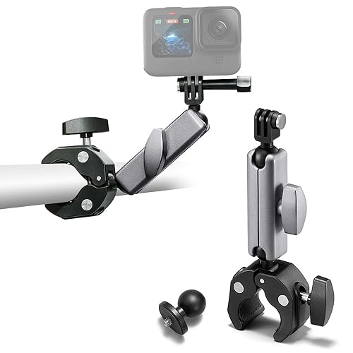 Clamp Camera Mount, Bike/Bicycle/Motorcycle Handlebar Mount for DJI Osmo Action 6/Action 5 Pro/4 3/Osmo Nano/Hero 13 12 11 10 9 8 7/Insta 360 X4 X5