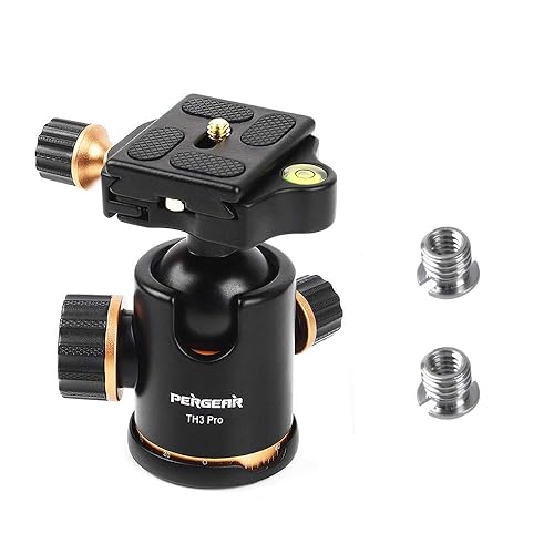 Pergear TH3 Pro DSLR Camera Tripod Ball Head, 8KG/17.6lbs Loading Capacity, 360 Degree Swivel, Metal Build Quality, Fine Tuning Damping, U-Shaped