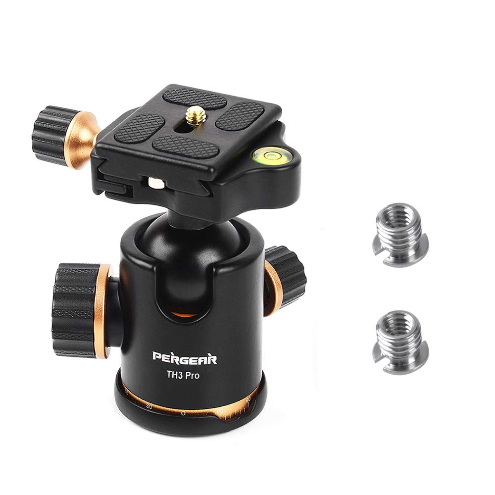 Pergear TH3 Pro DSLR Camera Tripod Ball Head, 8KG/17.6lbs Loading Capacity, 360 Degree Swivel, Metal Build Quality, Fine Tuning Damping, U-Shaped