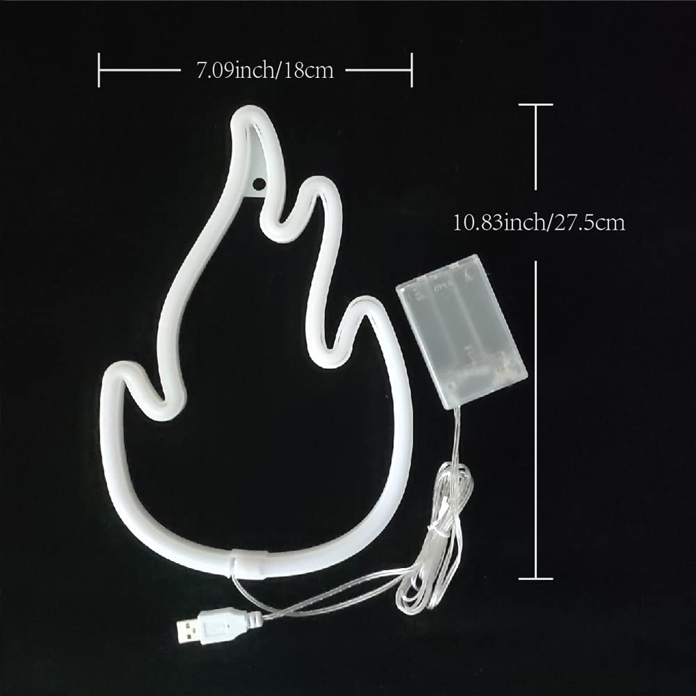 JYWJ Flame Neon Sign,USB or 3-AA Battery Powered Neon Light,LED Table Decoration,Bedroom Wall Decoration,Birthday Gift,Wedding Supplies Business