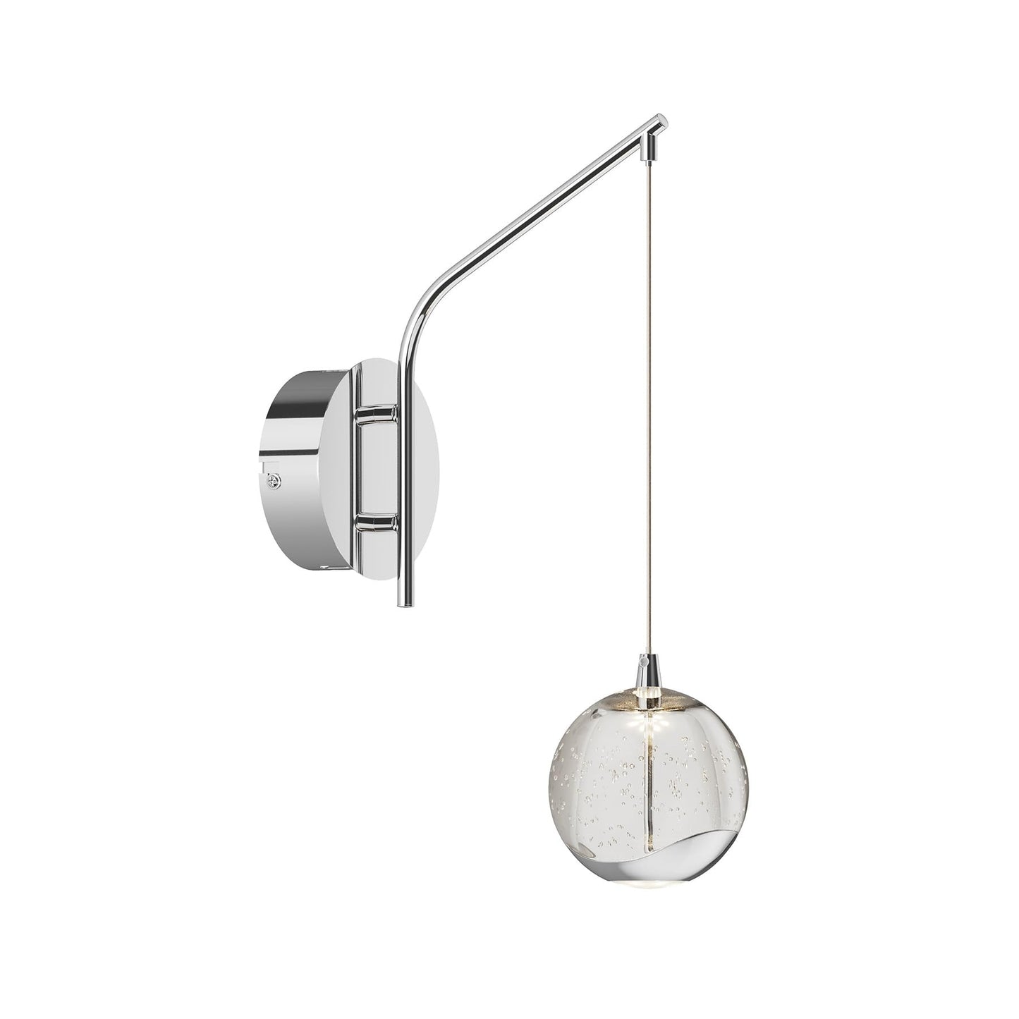 Lucande 13" Chrome Hanging Wall Sconce Vintage, Integrated LED Bubble Glass Globe, Modern Art Deco Hanging Wall Light for Bedroom, Living Room
