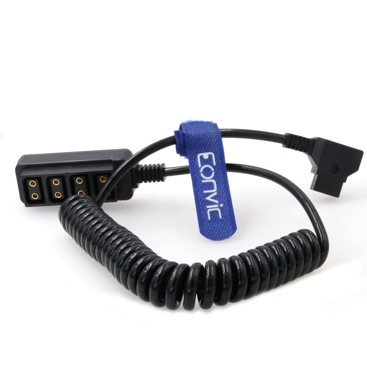 Eonvic Male D-tap to 4-Port Female D-Tap P-Tap Hub Adapter Splitter Power Cable for ARRI RED Cameras (Coiled Cable)