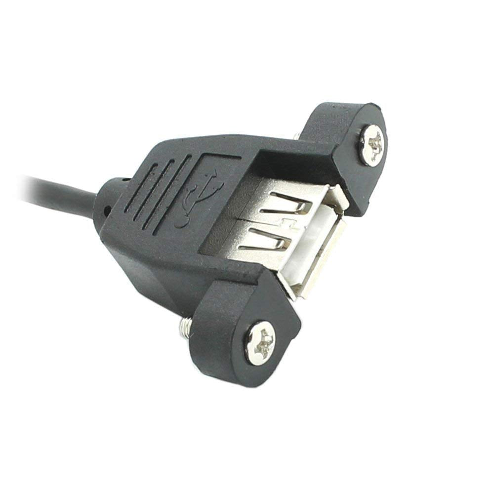 chenyang USB Extension Cable, USB 2.0 Type A Male to Female 90 Degree Angled Data Transfer Charging Extension Cable 20cm with Panel Mount Hole
