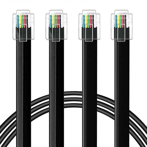 NECABLES 2Pack RJ12 Cable 3ft Phone Cord RJ12 6P6C Male to Male Straight Wired for Both Data and Voice Use Black - 3 Feet