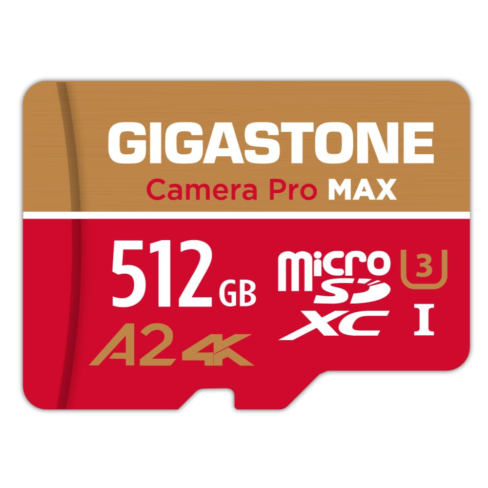 ?5-Years Data Recovery? GIGASTONE 512GB Micro SD Card, 4K Camera Pro MAX, Compatible with Gopro, Dash Cam, DJI, Drone, Security Camera, Speed Up