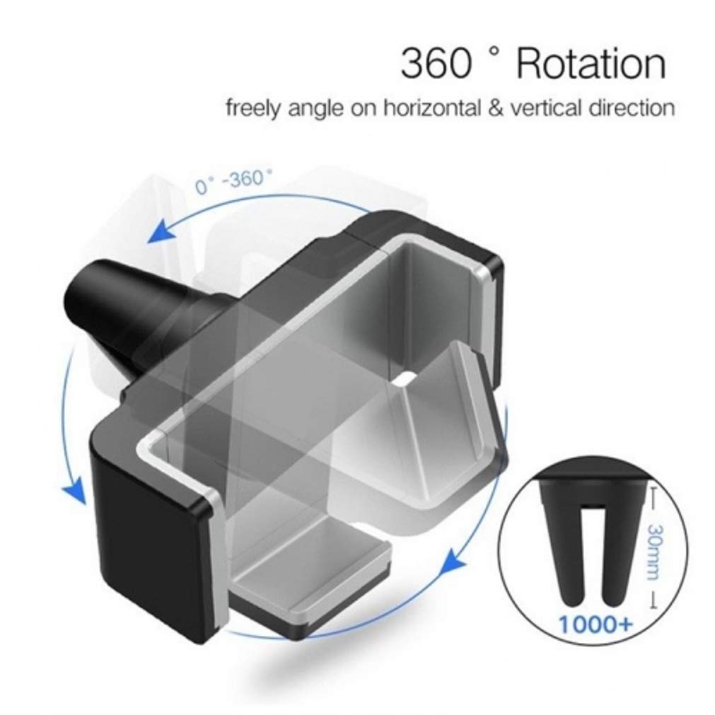 2-in-1 Car Mount Windshield Dash AC Air Vent Phone Holder Rotating Dock A3J Compatible with Alcatel 1x Evolve - BLU Vivo XL4 - Huawei Mate 20 Pro - LG