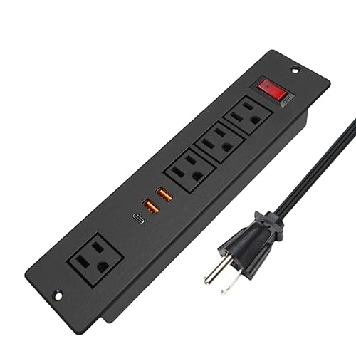 20W USB C Recessed Power Strip, Fast Charge Flush Mount Furniture Outlets,Built in Mountable Power Plug for Desk Tabletop Cabinet Drawer Nightstand