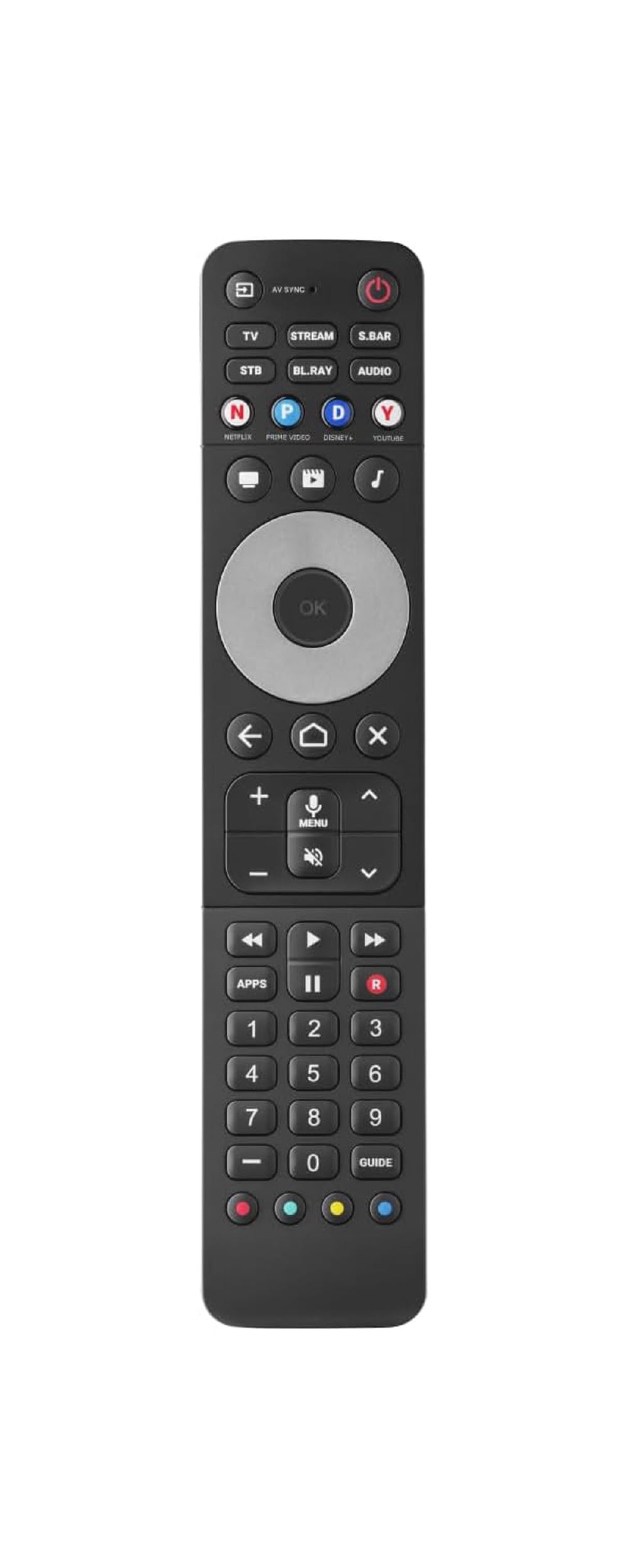 One for All Urc7966 Smart Control Pro 6 (New, in Retail Packaging), 6 Device Universal Remote with Four App Shortcut Keys, Easy Setup with Phone App and Fully Backlit - Black
