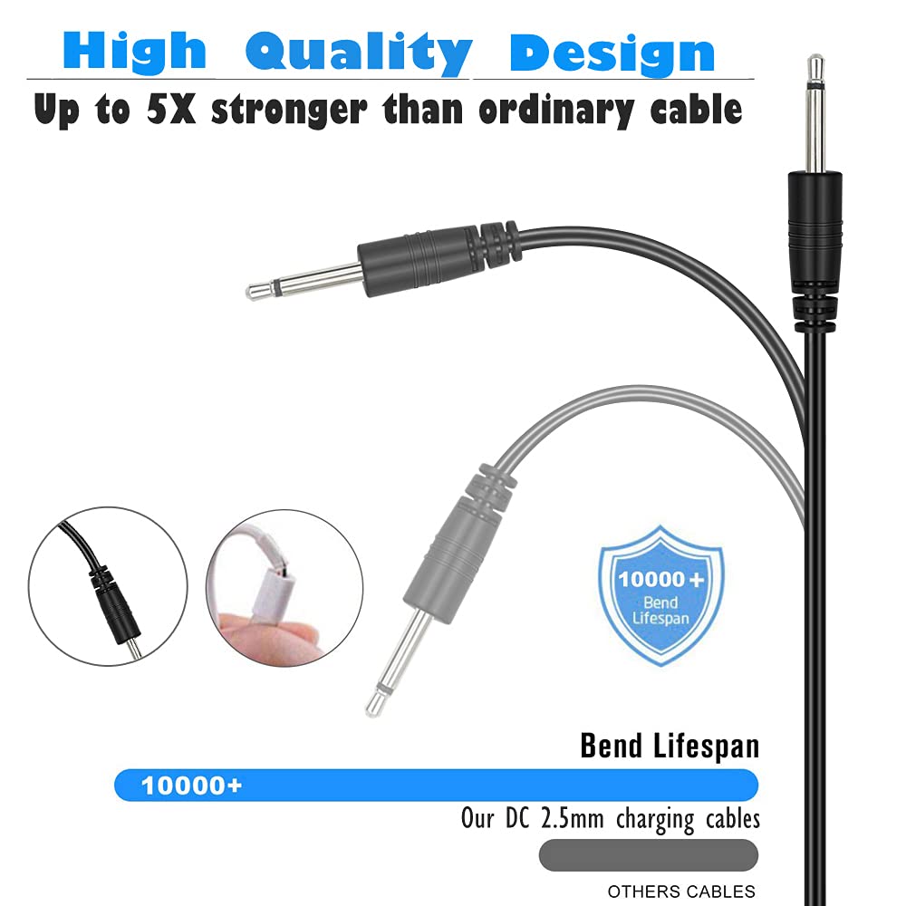 2 Pack 2.7ft Replacement DC Charging Cable, USB to DC 2.5mm Fast Charger Cord Adapter - 2.5mm (This is NOT Barrel Jack)