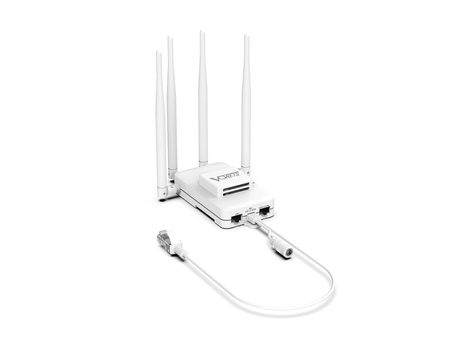 Vonets VAR600-H Industrial Gigabit Mini Dual Band Smart WiFi Bridge/Router/Ethernet Adapter 600Mbps, 1 Cooling Fan, 2 LAN Ports, 1 RJ45, PoE/DC Power