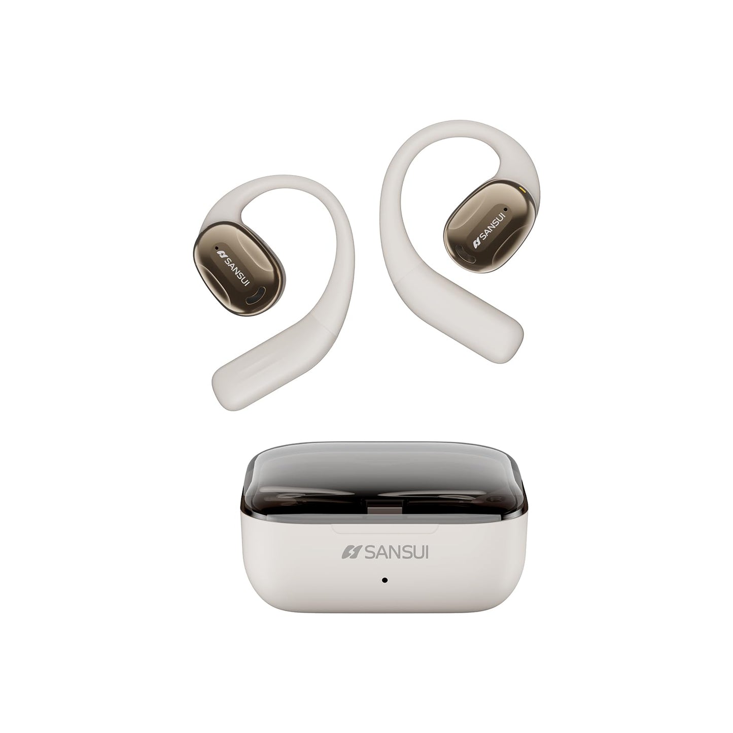 SANSUI Open Ear Headphones,Wireless Earbuds with Ergonomic Earhook,Bluetooth Headphones 5.4 with Noise Cancelling Mic,56H Playtime,IP55 Waterproof…