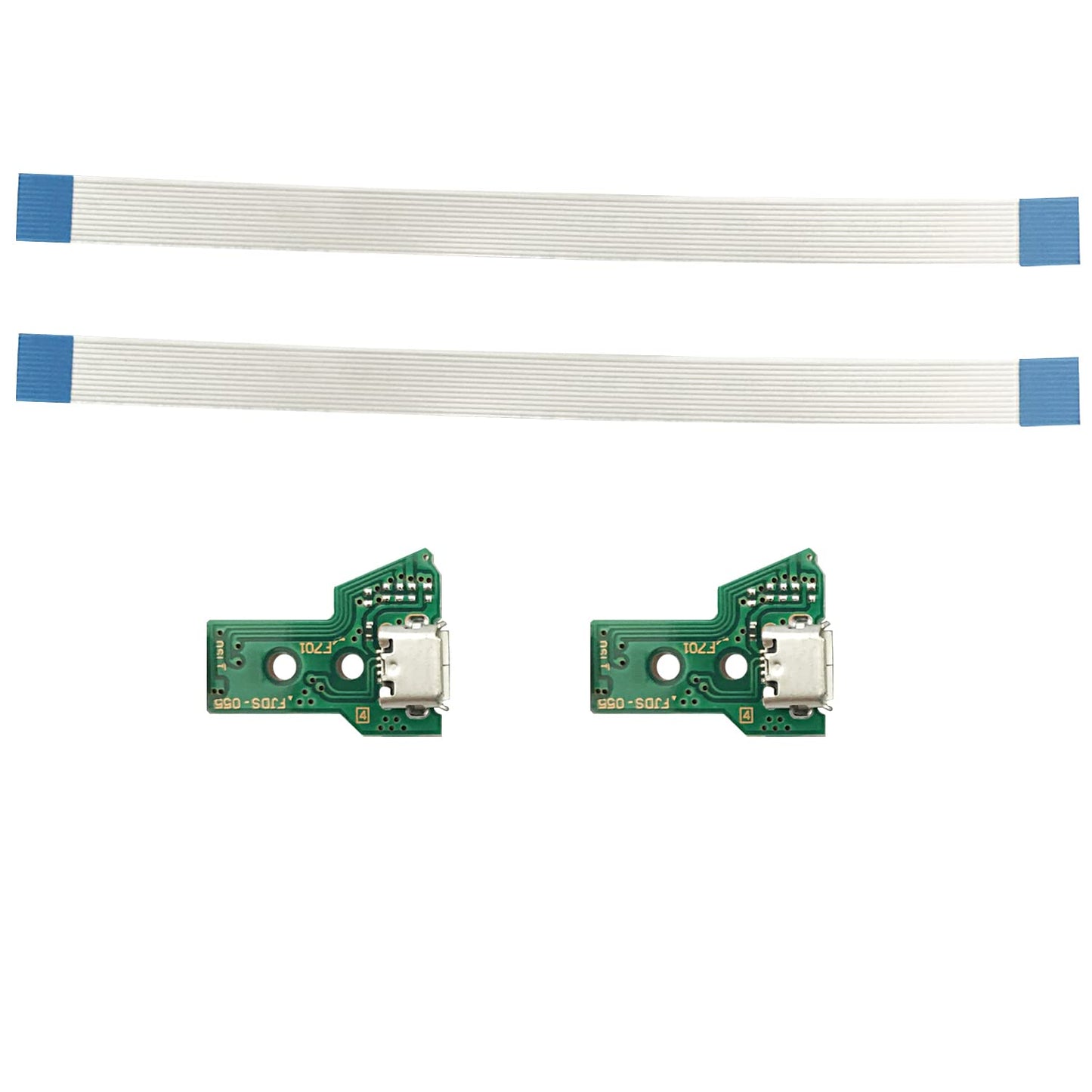 FainWan 2pcs J-D-S-055 Replacement Charging Port Assembly 12 Pin for PS4 DualShock 4, Micro USB Adaptor Charger Socket Board Connector Module