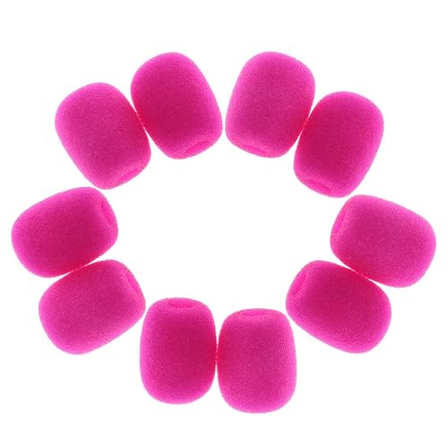 Almencla 10Pcs Lapel Headset Microphone Windscreens Foam Microphone Covers, Mini Size, Fushcia