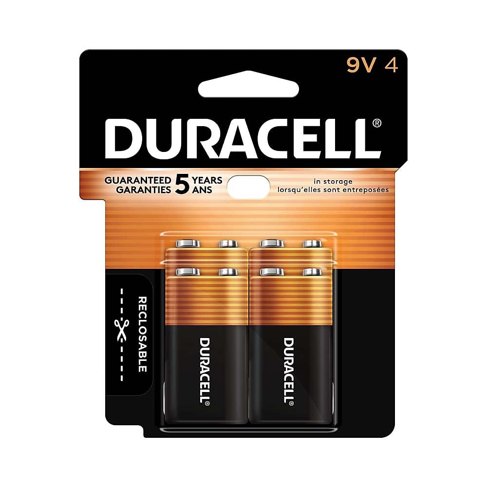 DURACELL MN16RT4Z CopperTop Alkaline Batteries, 9V, 4/PK