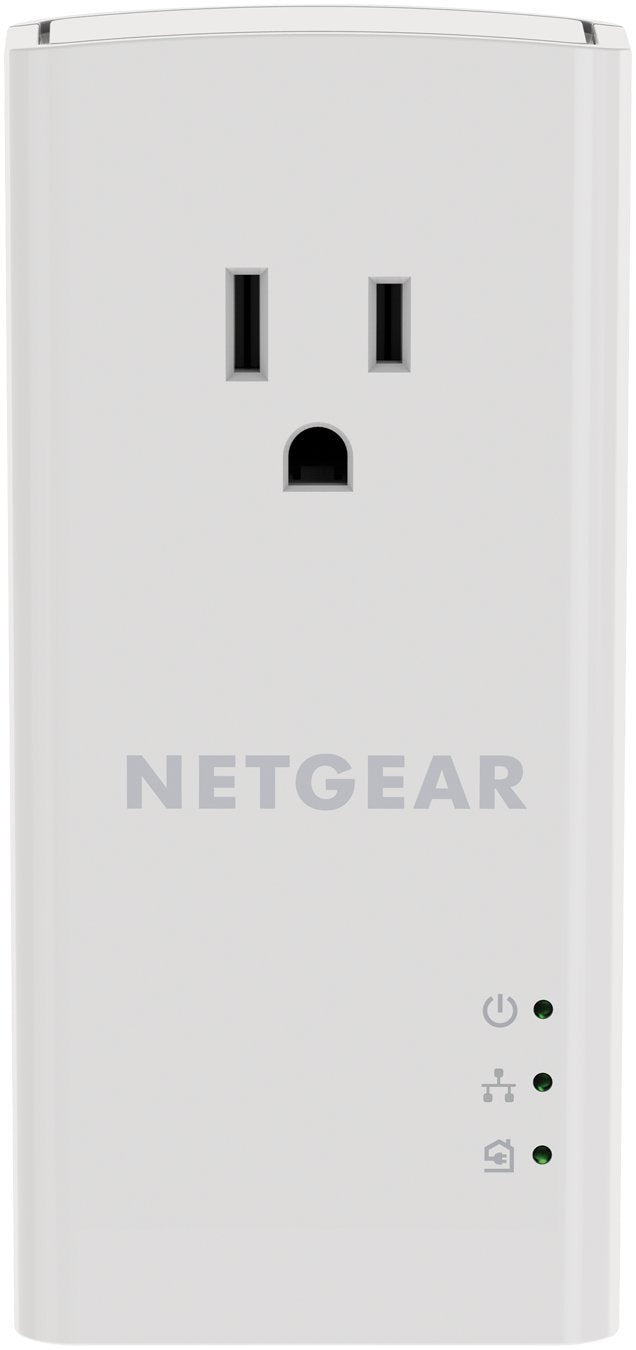NETGEAR Powerline Adapter Kit, 1200 Mbps Wall-Plug, 1.2 Gigabit Ethernet Ports with Passthrough + Extra Outlet (PLP1200-100PAS)