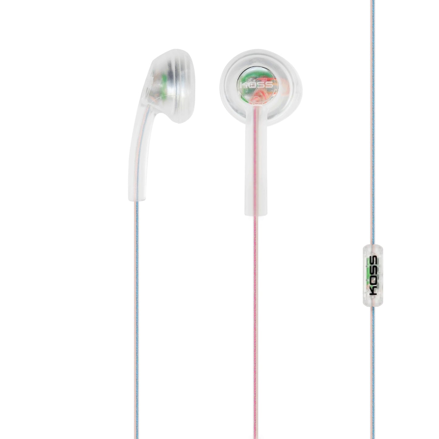 Koss CL/3i Clear Retro 90s Style Earbuds, Microphone, Wired Plug