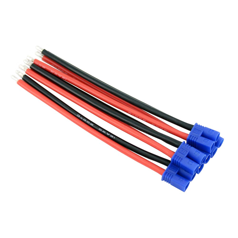 BDHI 5pcs EC2 Style Male Connectors Adapters Cable with 10cm 16awg Silicone Wire for ESC Charger(B160-5)