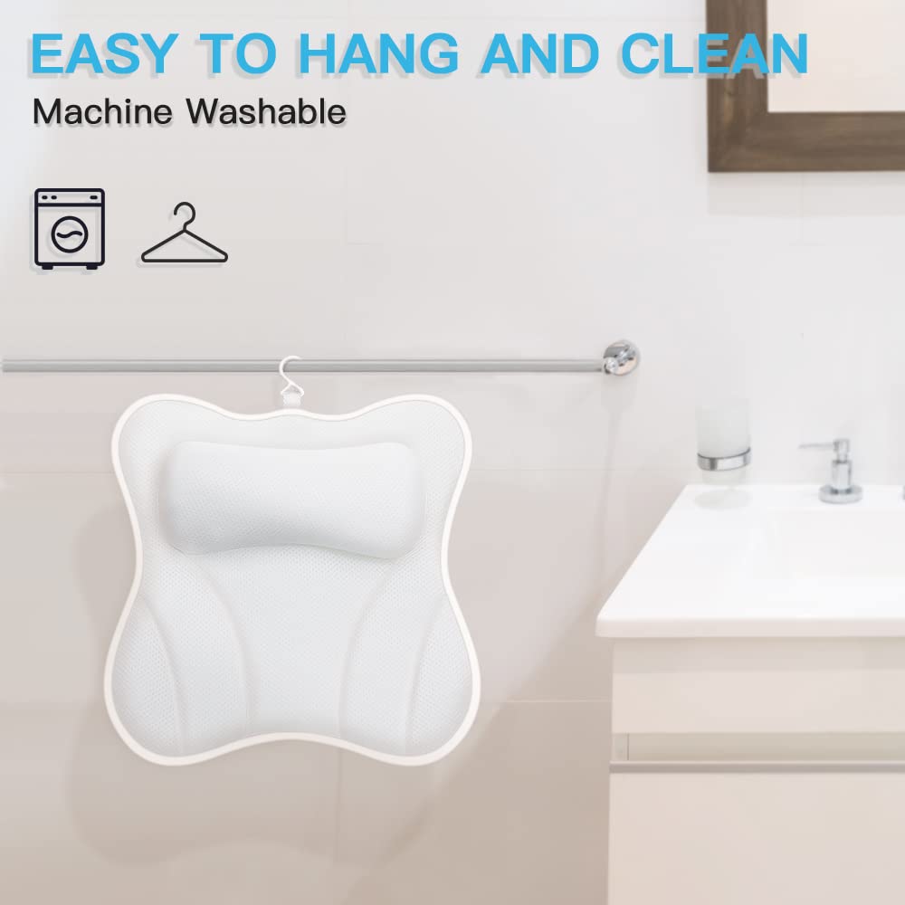 Luxury 4D Air Mesh Bath Pillow – Tub Head & Neck Support with Non-Slip Design, 6 Strong Suction Cups, Spa Comfort for Soaking & Relaxation