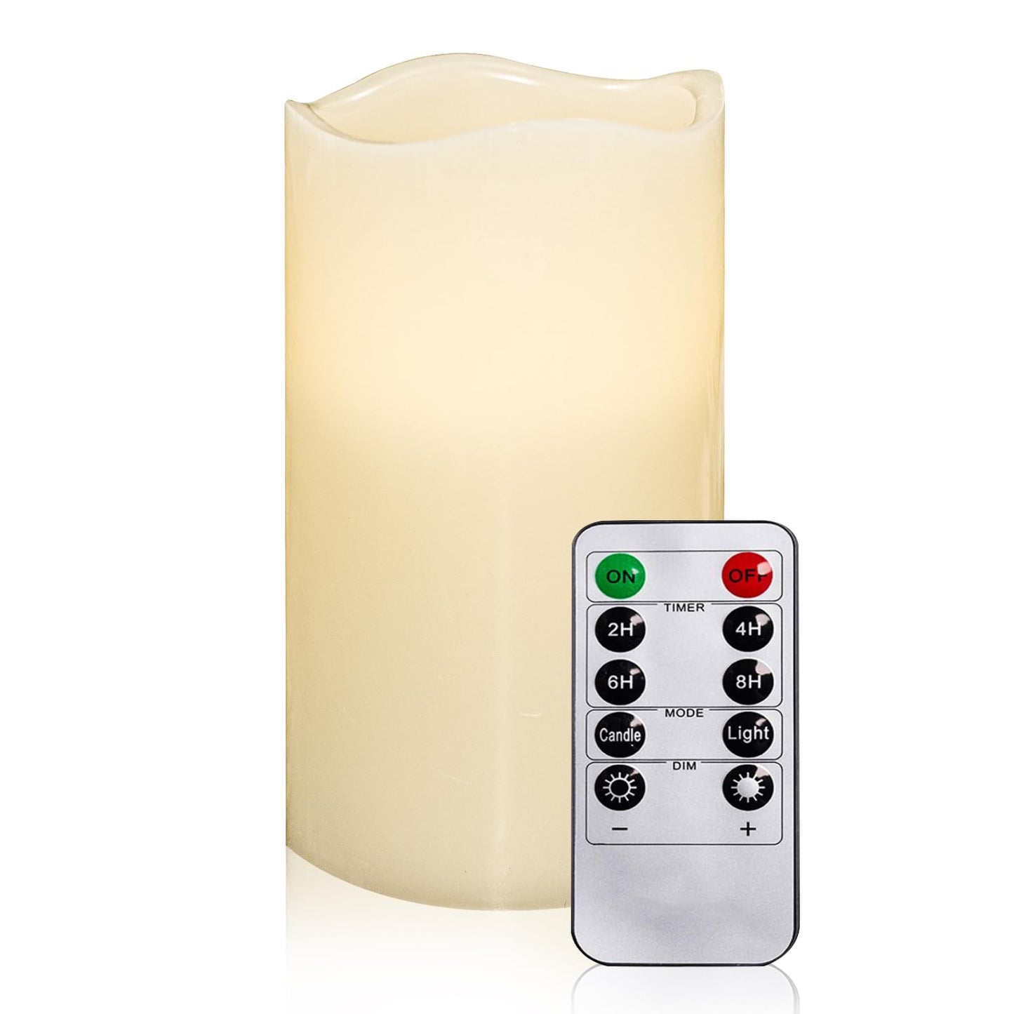 VETOUR Flameless LED Flickering Candles: 1 PC Battery Operated Eelctric Candle H6inch D3.15inch Real Wax Pillar Electric Candles with 10-Key Remote
