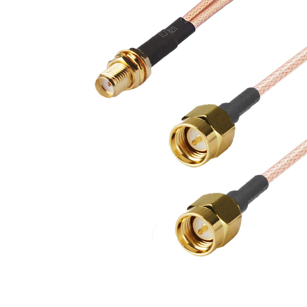 RedYutou SMA Female to Dual SMA Male Cable plitter Combiner SMA Connector 6-inch (15cm) +2pcs SMA Female to TS9 Male Adapter (not Applicable to TV)