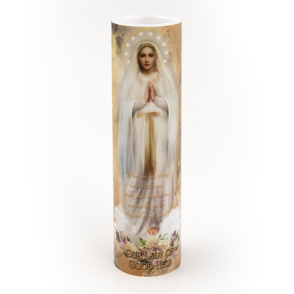 THE SAINTS COLLECTION Our Lady of Good Help LED Flameless Devotional Prayer Candle