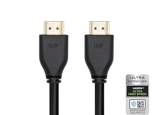 Monoprice 8K Certified Ultra High Speed HDMI Cable - HDMI 2.1, 8K@60Hz, 4K@120Hz, 48Gbps, HDR, VRR, CL2 in-Wall Rated, 20ft, Black
