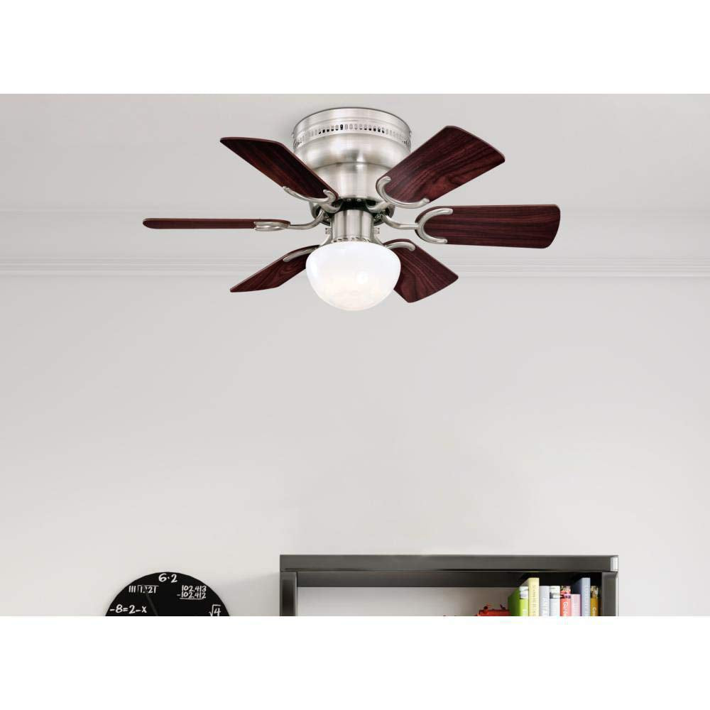 Ciata Lighting Petite 30-Inch Indoor Ceiling Fan in Brushed Nickel Finish with Dimmable LED Light Fixture in Opal Mushroom Glass with Reversible