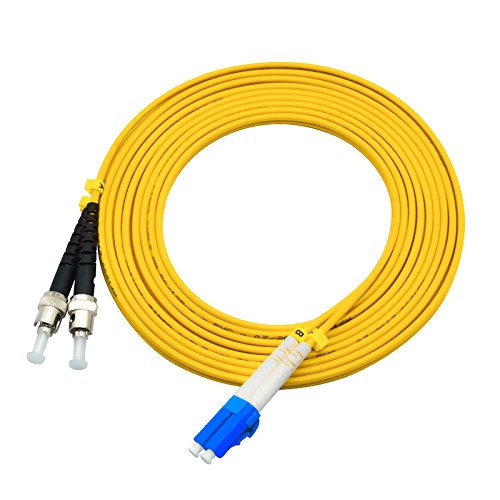 Jeirdus 15Meters 49ft LC to ST Duplex 9/125 Single-Mode Fiber Optic Cable Jumper Optical Patch Cord LC-ST