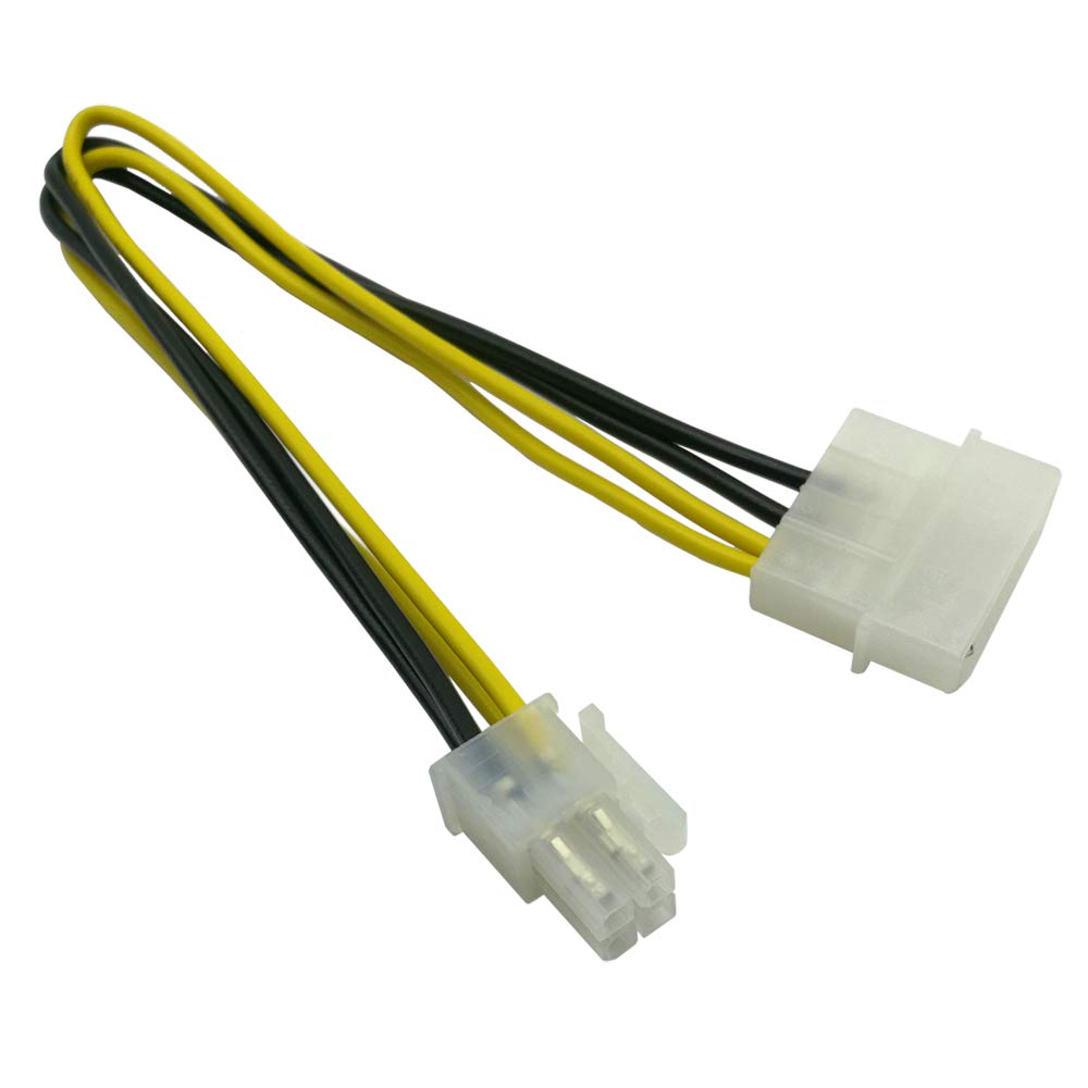 COMeap (3-Pack) 4 Pin Molex Connector, LP4 Molex to ATX 4 Pin Connector Auxiliary Power Adapter Cable 9.5-inch (24cm)